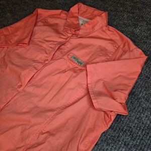 Columbia PFG Womens Large Coral Pink Short Sleeve Fishing Shirt FL7273 OmniShade